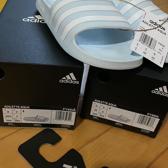 ADILETTE AQUA SLIDES adidas slippers blue size  US6/235cm ，US8/255cm - Picture 4 of 5